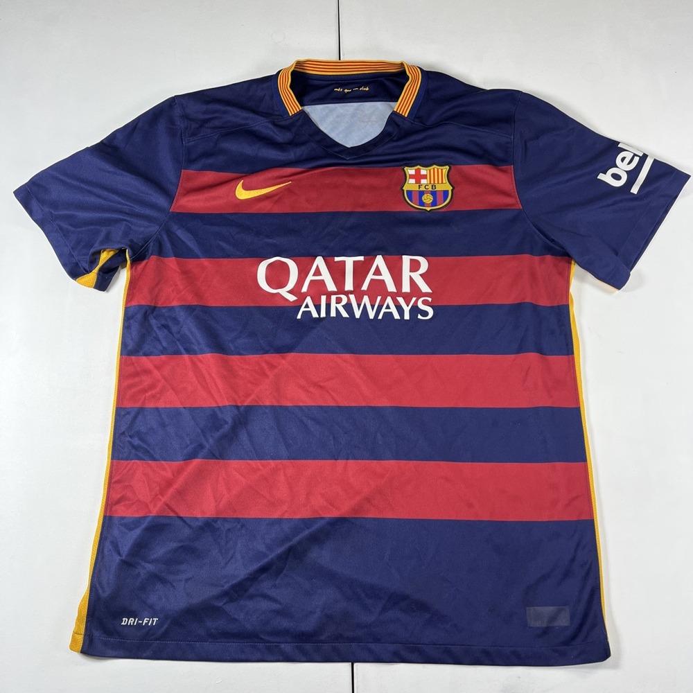 FC Barcelona Jersey Futbol La Liga Soccer Nike Dri-FIT Qatar 2015 Size XL